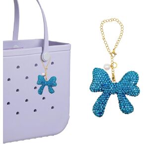 Rhinestone Cute Bow for Bogg Bag Accessories, Charms for Bogg Bag,Beach Bag Decoration Accessories for Women Girls-Compatible with Various Bogg Bag Sizes