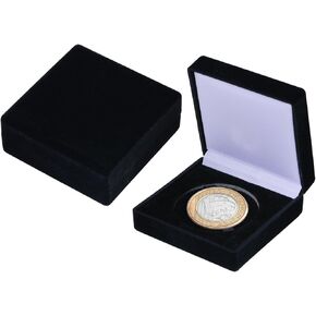 2 Pcs Coin Display Case Velvet Black Challenge Coin Storage Presentation Box for Commemorative Coins Medals, 1 Slot, 45mm