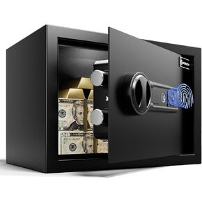 XDeer Biometric Safe Lock Box - 1.60 Cubic Feet Fingerprint Safe for,withSilent Mode and LED Light, Money safe for Home box, Office,and Kid,Anti-Theft