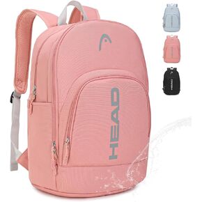 HEAD Waterproof Travel Backpack for Women & Men, Lightweight Laptop Backpack Computer Bag fits 15.6 Inch Notebook, Casual Daypack College Backpacks with 9 Pockets for Overnight/Sports Gym/Work/Fitness