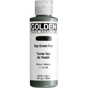 Fluid Acrylics by GOLDEN, Sap Green Hue, 4 fl. oz. Bottle, Professional Acrylic Paint, Transparent