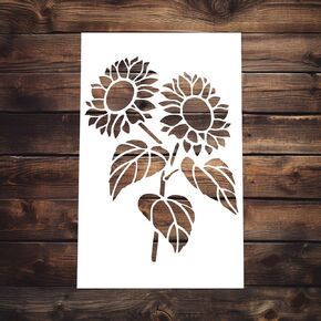 Sunflower Stencil Template - Reusable Sunflower Flower Stencils for Painting on Wood, Glass, Wall, Rock, Walls, Canvas, Glassware, Spray Painting, Airbrushing (5 x 8)