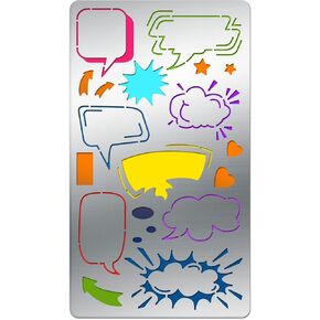 BENECREAT 4x7" Comic Theme Stencil Templates Dialog Box Pattern Stencil Comics Stencils for Scrapbooking and Journaling