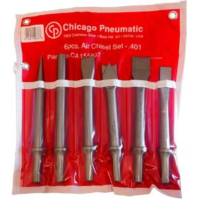 Chicago Pneumatic CA155807 - Chisel Kit - Rivet Cutter, Twin Blade Cutter, Cold Chisel, Straight Punch, Tapered Punch & Spot Weld Splitter - 0.401 Inch (10.2 mm) Round Shank (6 PCS)