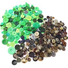 600 Pcs Round Resin Crafts Buttons Green and Brown(Tree) Handmade Ornament Buttons 4 Holes Sewing DIY Handicraft Buttons Decorative Buttons for Sewing DIY Manual Button Painting