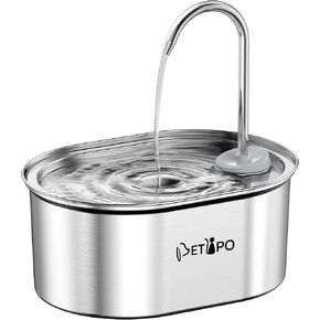 Cat Water Fountain Stainless Steel, 108oz/3,2L Pet Water Fountain, Ultra-Quiet Water Fountain for Cats Indoor, Faucet Water Flow Design Cat Fountain, Pet Water Dispenser Easy to Clean for Multi-Pets
