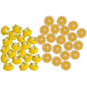 Ebonee Mini Simulated Artificial Lemon Orange Slices, Yellow Resin Simulation Fake Fruit Embellishments Model for Scrapbooking, Photo Props, Phone Case, DIY Crafts Supplies (40 Pack)