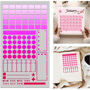 Metal Stencil for Bullet Journaling Metal Journal Stencil Calendar Stainless Steel Stencil Dot Planner Stencils Reusable Weekly Monthly Layouts Stencils for Notebook Diary Scrapbook