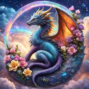 Lophomie التنين الماس الفن مجموعات الزهور الماس اللوحة مجموعات للبالغين الماس الفن اللوحة DIY كامل جولة الحفر جوهرة الفن الحرف هدية ديكور جدار المنزل 14 × 14 بوصة in Kuwait