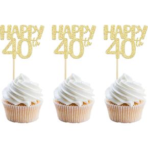 Gyufise 24Pcs Happy 75th Cupcake Toppers Glitter Number 75 Seventy Five Cheers to 75 Cupcake Food Picks Decorations for 75th Birthday Wedding Anniversary Party Supplies Gold