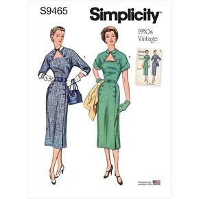 Simplicity Misses' Vintage Dress Sewing Pattern Kit, Code S9465, Sizes 16-18-20-22-24, Multicolor