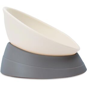 French Bulldog Food Bowl- Slanted Tilted Pug Food Water Bowl,Cat Bowl- Feeder for Frenchie/Shih Tzu/Flat Faced Small Dogs/Puppies/Cats (Pink, 2 Cup)