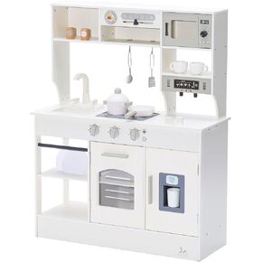 SainSmart Jr. Wooden Play Kitchen for Kids - Realistic Cooking Playset - Safe and Durable Materials - Encourages Healthy Eating and Family Bonding - Gift for Ages 3+