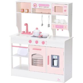 SainSmart Jr. Wooden Play Kitchen for Kids - Realistic Cooking Playset - Safe and Durable Materials - Encourages Healthy Eating and Family Bonding - Gift for Ages 3+ in Saudi Arabia