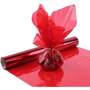 Purple Cellophane Wrap Roll, Translucent Purple Cellophane Wrapping Paper, 16 Inches Width x 100 Ft Long Colored Cellophane Rolls for Gift Baskets, DIY Arts Crafts Decoration, and More