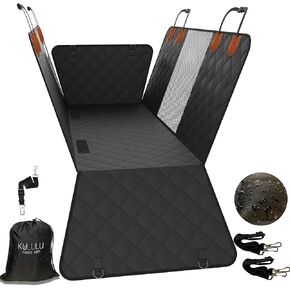 KULULU Dog Car Seat Cover for Back Seat, 100% Waterproof Dog Car Hammock with Mesh Window, Scratchproof Truck Back Seat Cover for Dogs, Durable Dog Car Seat Covers (Black, Standard (54" W x 58" L))