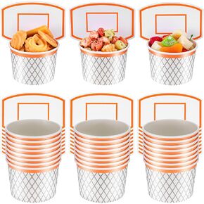 Basketball Hoop Snack Cups, 24 Sets Basketball Hoop Paper Treat Cups Basketball Party Supplies Disposable Treat Food Bowls Kids' Party Paper Cups for Basketball Themed Party Decorations