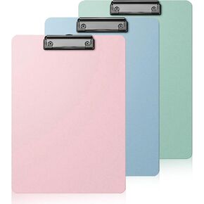 3PCS Plastic Clipboards, Multiple Colors Clip Board with Low Profile Metal Clip, Standard A4 Letter Size Clipboard for Office, Classroom, Nurse, Doctor, Clerk and Teacher