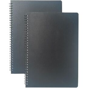 Spiral Notebook, 2Pack Large Spiral Journal Notebook, Wirebound Black Lined Notebook, Colleged Ruled Notebook, Thick Paper，10"x 7"