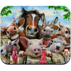 Farm Selfie Horse Pig Chicken Donkey Cow Sheep Low Profile Thin Rubber Mouse Pad Mousepad