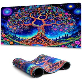Manicer Blacklight Starry Night Mouse Pad, Van Gogh Painting Gaming Extended Large Desk Pad, UV Reactive Long Big Mouse Mat with 3mm Non-Slip Rubber Base for Office Home - 31.5" x 11.8"