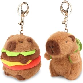 2 Pcs Capybara Plush Keychain Toy, Capybara Stuffed Animals, 7.3 Inch Capybara Plush Toy, Capybara Pendant for Backpack Birthday Gift