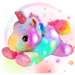 Easfan LED Unicorn Plush Light-up Stuffed Animal with Colorful Night Lights Glow in The Dark Birthday Festival for Kids Toddlers Girls Rainbow,10"