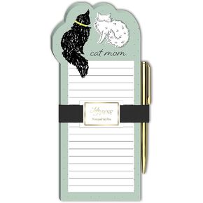 Lady Jayne Sketched Pets Cat Mom, Die-Cut Notepad With Pen, 75 Sheets (83395)