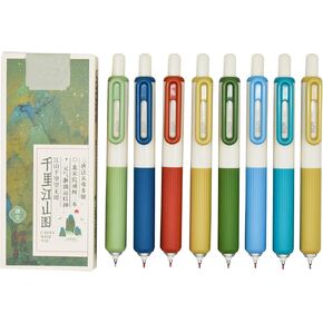 Maydahui 8 Pcs Colorful Short Round Pocket Pens Retractable Tremor Parkinson Pens Arthritis Hands Gel Pen Comfort Grip Retro Short Fat Pen Black Ink for Shcool Office Party