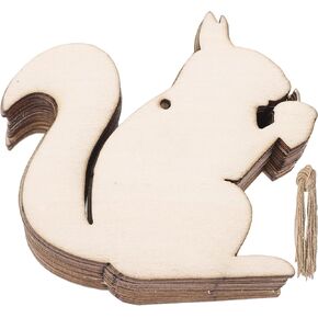 EXCEART Wood Chip 20Pcs Unfinished Wooden Squirrel Shaped Crafts DIY Painting Graffiti Wood Slices Home Shop Door Wall Hanging Blank Pendants