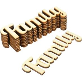 10Pcs Wooden Family Word Letters Alphabet Script for Family Tree Crafts Home Decor Wedding DIY Decorations(2.75inch,Wood)