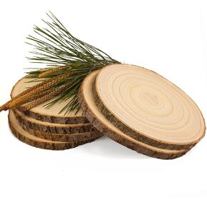 Natural Wood Slices 8-9 Inches 6 Pcs Large Wood Slices for Centerpieces Unfinished Wood Rounds for Crafts and Table Decorations Rustic Wedding Centerpiece Wood Circles for Holiday Decor DIY Projects