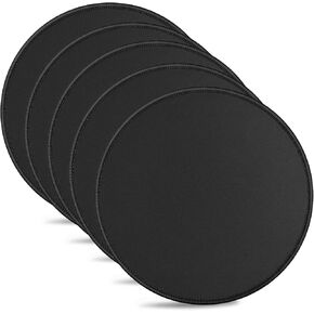 5-Pack Round Mouse Pads with Stitched Edge, Premium-Textured, Non-Slip, 8.7 x 8.7 x 0.12 Inch, Ideal for Office and Home Use, Black