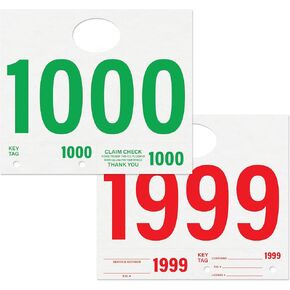 Car Service Tags 1000-1999 | Service Dispatch Numbers Auto Dealer Vehicle Repair Mirror Hang Tags with Numbered Key Tags, 1000 Ct