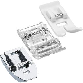3 PCS Set Invisible Zipper Foot, Roller and Non-Stick Zigzag Teflon Sewing Machine Presser Foot, Fits for All Low Shank Snap-On Singer, Brother Babylock Janome Simplicity Etc Sewing Machine