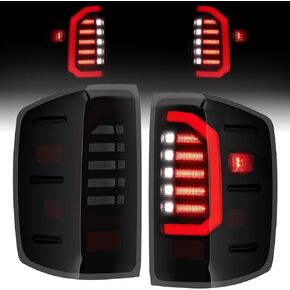 VVAVV LED Tail Lights Compatible with 2007-2013 Chevy Silverado 1500 2007-2014 Silverado GMC 2500HD 3500HD LED Tube Rear Light Lamp Dark Smoke Driver Side And Passenger Side