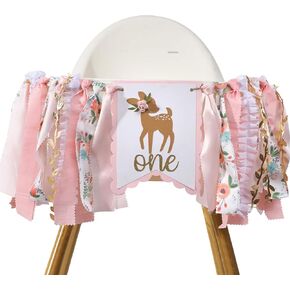 Deer Floral Girl High Chair Banner - Little Miss One-Deerful Highchair Banner, Woodland 1st Birthday Decoration for Girls, Deer Girl Floral 1st Birthday, Fall/Winter First Birthday Bambi Fabric