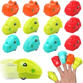 12PCS Biting Finger Dinosaurs Pull Back Cars Toys Set for Kids Boys Girls Toddlers, Racing Vehicle Dinosaur Party Favors Bulk Finger Toys for Classroom Prizes, Pinata Fillers, Goodie Bag Stuffers