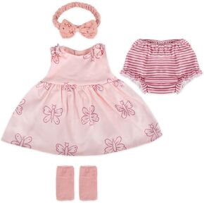 WOOROY 4Pcs Reborn Baby Doll Clothes - 16-20 inch Pink Butterfly Baby Doll Clothes, Perfect for Lifelike Reborn Baby Girls