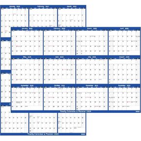 2025 Dry Erase Calendar – Large Yearly Wall calendar 2025, 38.2'' x 25.2'', 2-Side Reversible Calendar 2025, Vertical/Horizontal, Jan 2025 – Dec 2025, 2025 Wall Calendar with Notes, Stickers - Blue