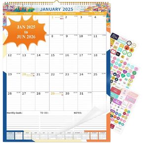 2025 Desk Calendar Large with Spiral Bound, 18 Month Big Calendar from July 2025 to Dec 2026, Vertical Large Monthly Desk Calendar 2025-2026 for Wall, Calendario 2025 (17"x22")