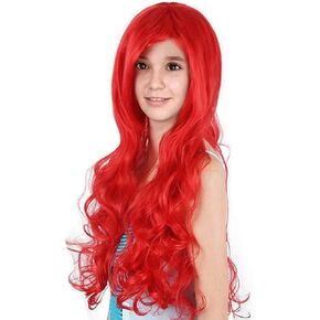 Joy Join Little Girls Princess Mermaid Costume Red Wigs for Little Girls Birthday,Halloween,Christmas Party