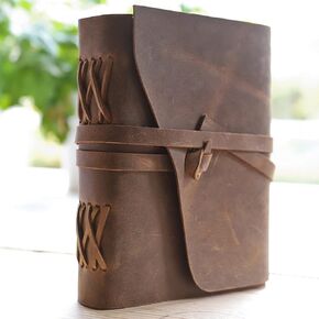 TUZECH Leather Journal Large Writing Notebook - Handmade Leather Bound Journal For Women and Men Gift For Art Sketchbook, Travel Diary And Notebooks To Write In 8 by 6 Inches (Brown)