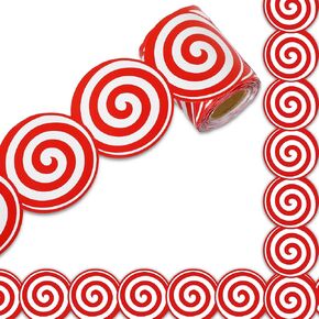 Whaline 32.8Ft Christmas Bulletin Board Border Rotating Xmas Candy Die Cut Trim Border Roll for Christmas Winter Classroom Home Party Supplies in Kuwait