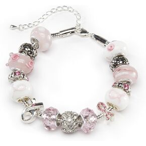 DARICE 1999-5281 Mix and Mingle Starter Jewelery Making Kit with Braclet and Beads, Pink Ribbon