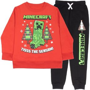 Minecraft Boys 2-Piece Set - Holiday Sweatshirt & Jogger Pants 2-Pack Bundle Set for Kids and Toddlers