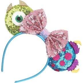 Leziazany Christmas Monster Mouse Ears Headband Sequin Bows Mouse Ears Headband For Halloween Cosplay Accessories
