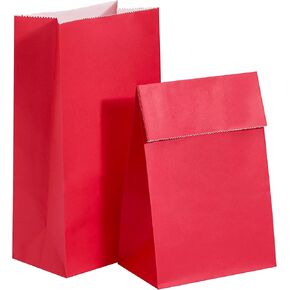 SUNCOLOR 30 Pack Red Paper Bags Party Favor Bags Goodie Bags for Kids Birthday Party/Valentines Day Gift Bags/Christmas