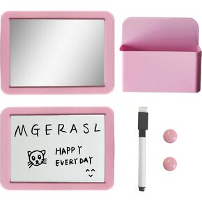 Magnetic Locker Accessories for Girls with Magnetic Dry Erase Board, Locker Mirror and Magnetic Pen Holder for School Lockers, Locker Decoration, Back to School Useful (Pink)