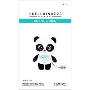 Spellbinders Dancin' Birthday Panda Etched Dies, Metal